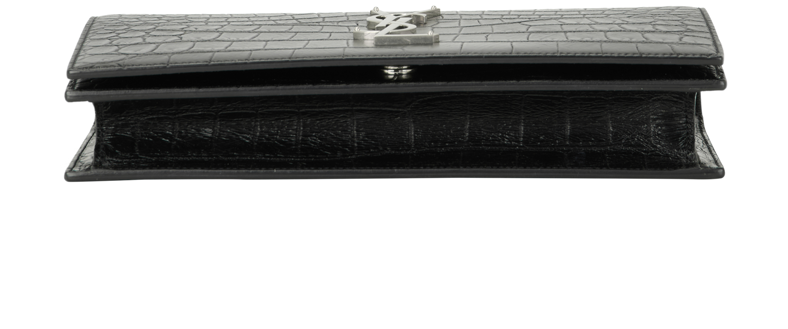 Croc Embossed Monogramme Clutch, &pound;650, Handbags, Black, Leather, Top view